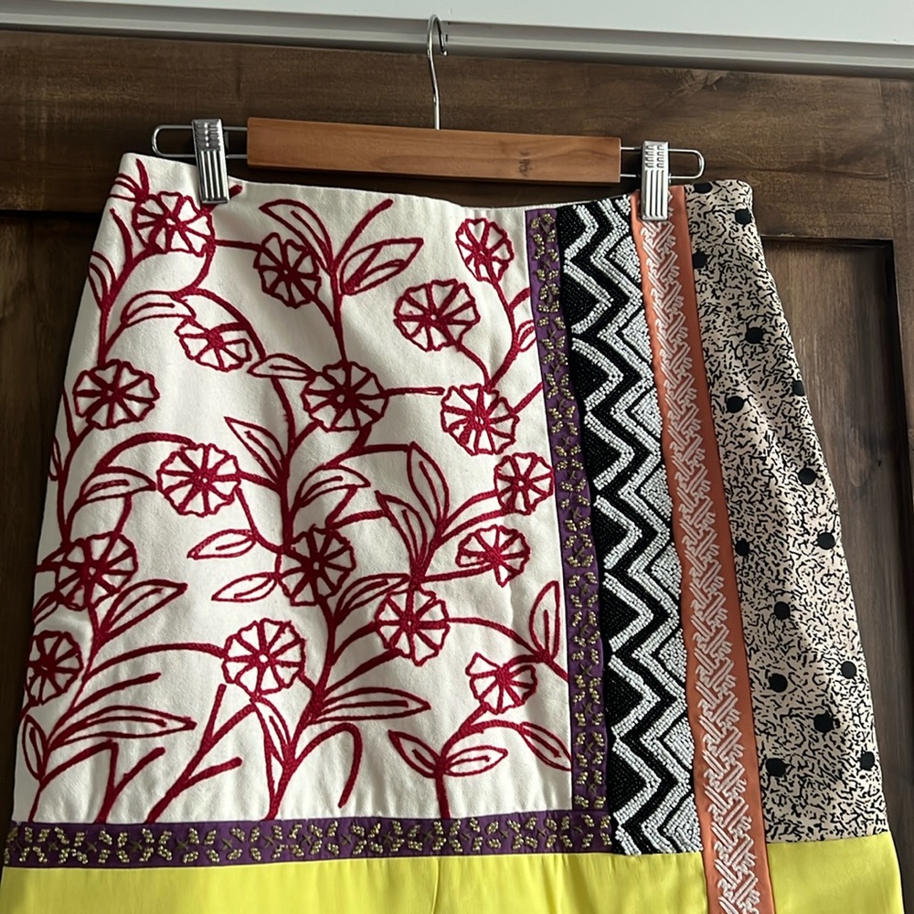 NWT Anthropologie Leif Notes Embroidered Multicolor Skirt - Picture 3 of 11